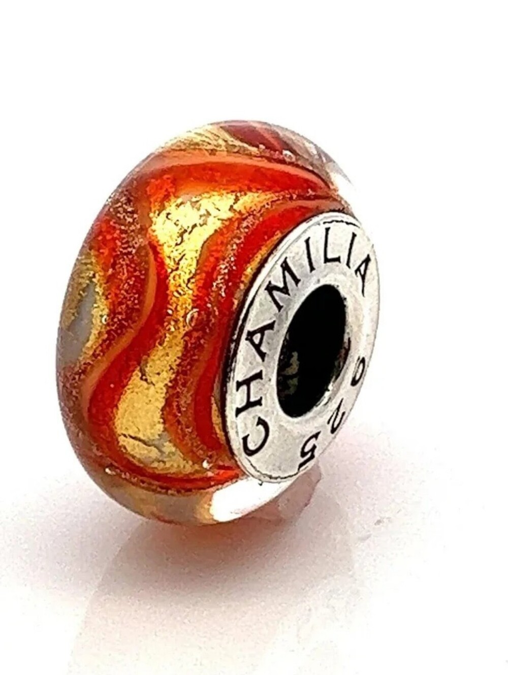 Authentic CHAMILIA Murano Glass Charm Pandora Bracelet